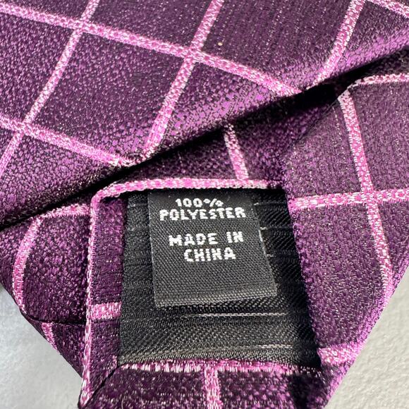ALFANI ALFATECH Mens Necktie Blossom Grid Plum Stain Resistant New - Picture 7 of 7